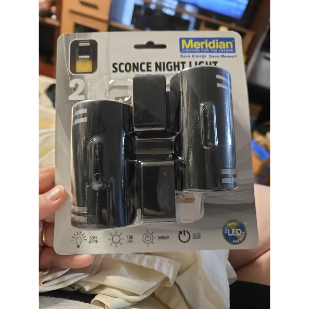 Meridian Lighting For The Future Sconce Night Light 2 Pack New Black Dimmer